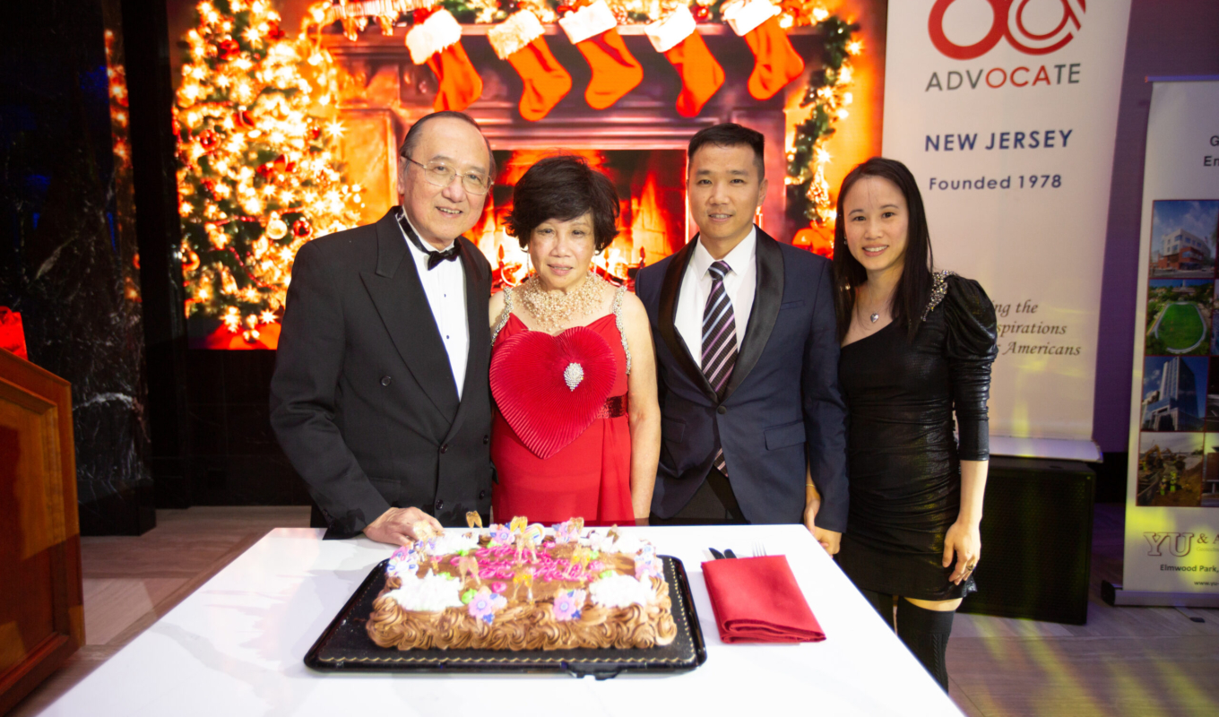 Peter & Helen Yu with son & daughter in law Happy Anniversary cake @ 2024 HB